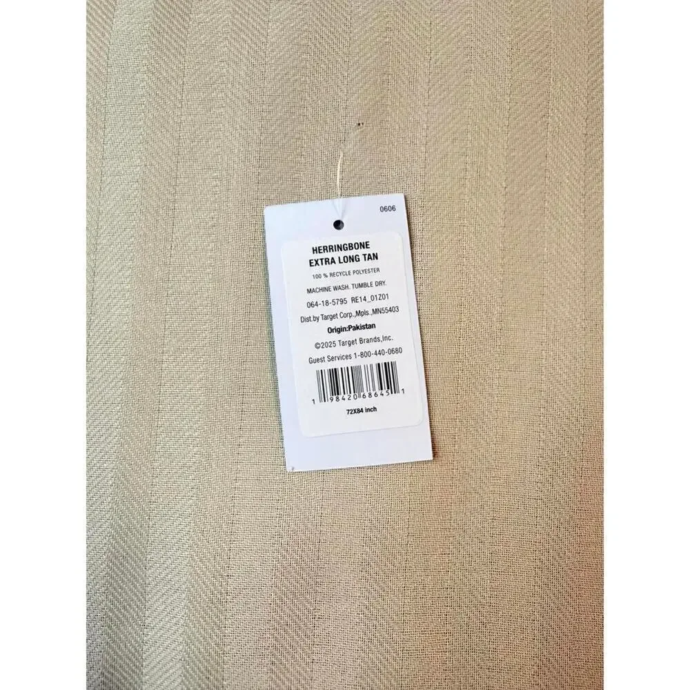Room Essentials Extra Long Herringbone Shower Curtain Tan 72x84 NWT